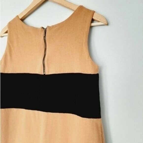 ZARA \ Wide Stripe Sleeveless Tunic Top Special Garment Tan & Black Sz M - Picture 7 of 11
